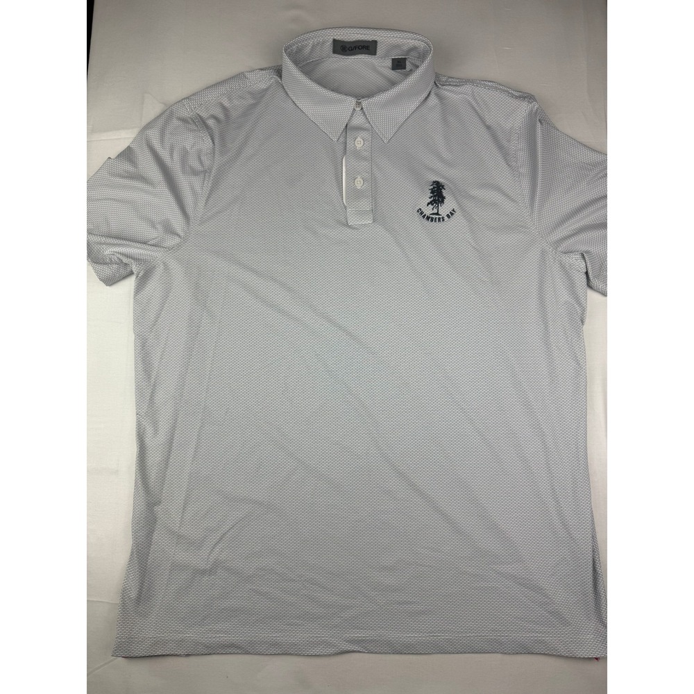 G/FORE Polo Shirt XL Blue White Chambers Bay Golf Short Sleeve Logo
